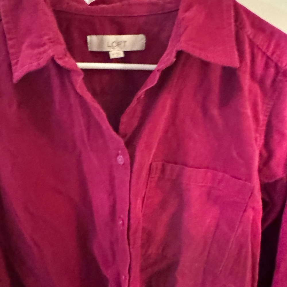 LOFT Deep Pink Corduroy Shirt